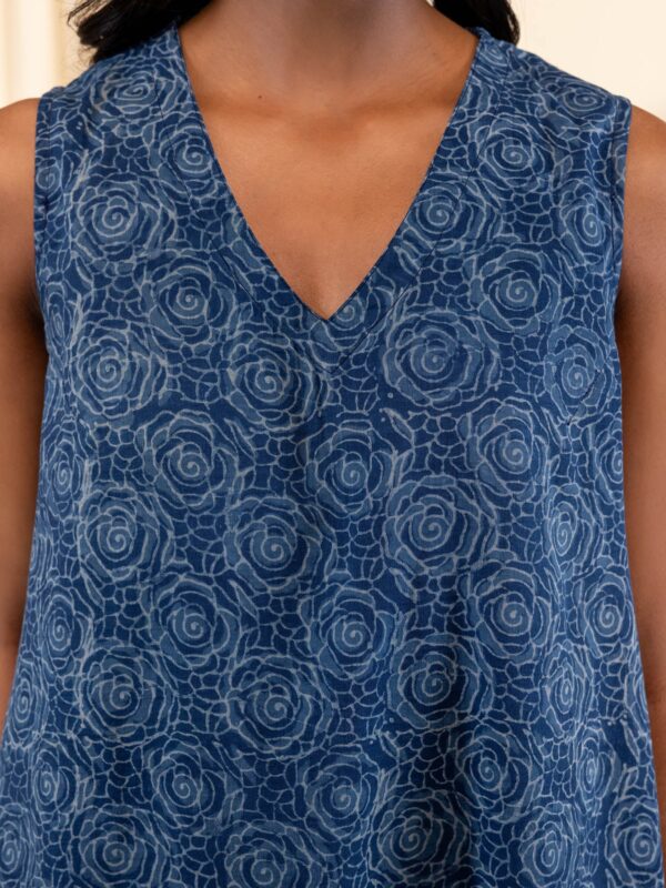 Indigo Roses Voile Dress for Women Elegant Floral Summer Style