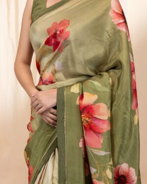 Olive Green 2025 Silk Saree with Rich Designer Pallu