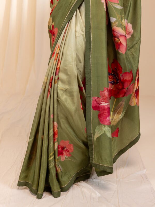 Olive Green 2025 Silk Saree with Rich Designer Pallu - Image 3