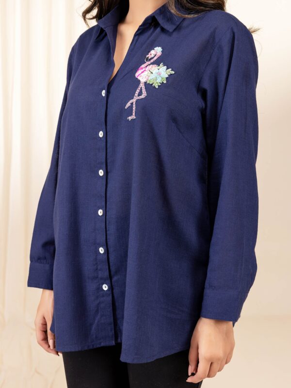 Flamingo Bird Print Hippie Cotton Shirt for Women Boho Beach Style