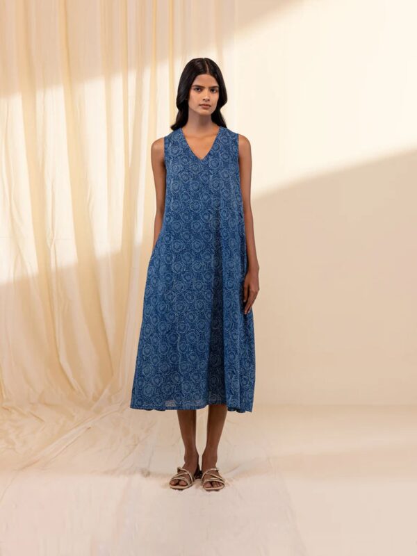 Indigo Roses Voile Dress for Women Elegant Floral Summer Style - Image 2