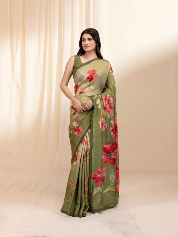Olive Green 2025 Silk Saree with Rich Designer Pallu - Image 2